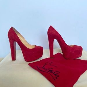 Christian Louboutin Red Suede Platform Pumps